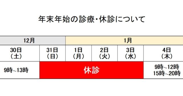 【年末年始の診療・休暇について】